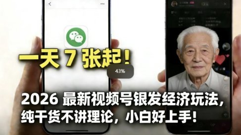 2026最新视频号银发经济玩法,轻松每天7张起,小白也可做