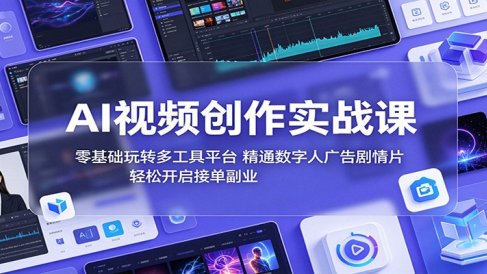 AI视频创作实战课：零基础玩转多工具平台，精通数字人广告、剧情片，轻松开启接单副业