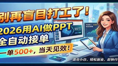 别再盲目打工了！2026用AI做PPT全自动接单，一单5张+，当天见效！