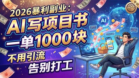 2026暴利副业：AI 写项目书，一单 1000 块，不用引流，告别打工