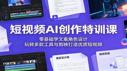 短视频AI创作特训课：零基础学文案角色设计，玩转多款工具与剪映打造优质短视频