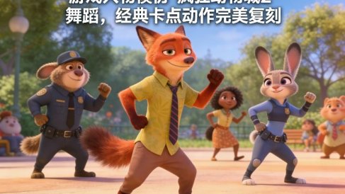 游戏人物模仿“疯狂动物城2”舞蹈，经典卡点动作完美复刻
