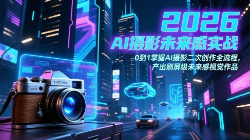 2026 AI摄影未来感实战:0到1掌握AI摄影二次创作全流程,产出刷屏级未来感视觉作品