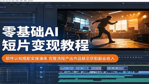 零基础AI短片变现教程:软件认知搭配实操演练,完整流程产出作品稳定获取副业收入