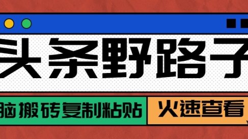 头条单账号日收益300+野路子玩法赛道，无脑搬砖复制粘贴，保姆级教程