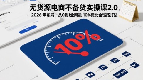 无货源电商不备货实操课2.0，2026年布局，从0到1全网最低10%费比全链路打法【更新26年6月16日】