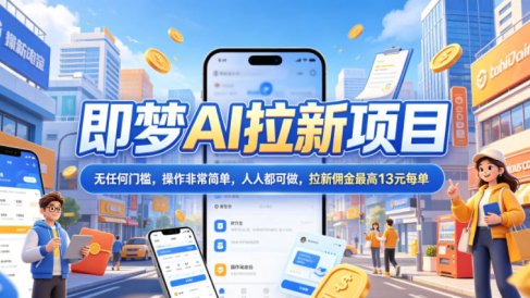 2026年即梦AI拉新项目最新玩法，无任何门槛，操作非常简单，人人都可做，拉新佣金最高13元每单