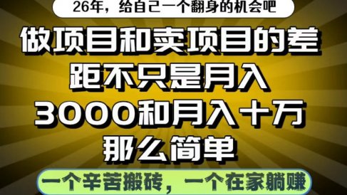 做项目和卖项目不只是月入3K和10W那么简单,一个努力搬砖,一个在家躺賺【揭秘】