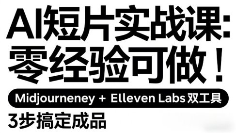 AI短片实战课：零经验可做，Midjourney+ElevenLabs双工具，3步搞定成品