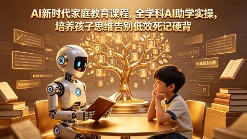 AI新时代家庭教育课程，全学科AI助学实操，培养孩子思维告别低效死记硬背