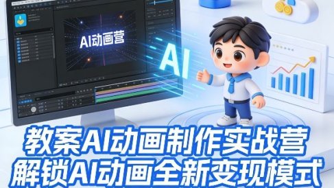 教案AI动画制作实战营，解锁AI动画全新变现模式，每单均价200-500，小白也能月入1W+