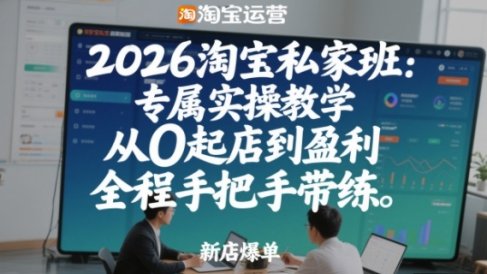 2026淘宝私家班：专属实操教学，从0起店到盈利，全程手把手带练(更新)