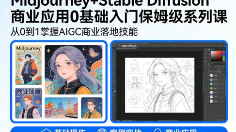 AIGC商业应用Midjourney+Stable Diffusion教程，0基础入门保姆级系列课