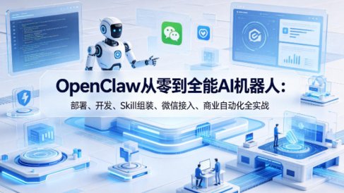 OpenClaw从零到全能AI机器人：部署、开发、Skill组装、微信接入、商业自动化全实战