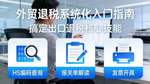 外贸退税系统化入门指南：HS编码查询+报关单解读+发票开具，一套课程搞定出口退税核心技能