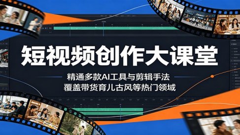 短视频创作大课堂：精通多款AI工具与剪辑手法，覆盖带货、育儿、古风等热门领域