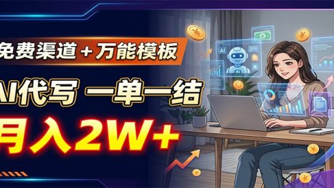 免费渠道+万能模板,AI代写一单一结,月入2W+