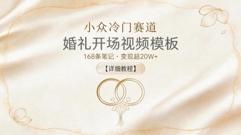 小众冷门赛道,婚礼开场视频模板,168条笔记,变现超20W+【详细教程】