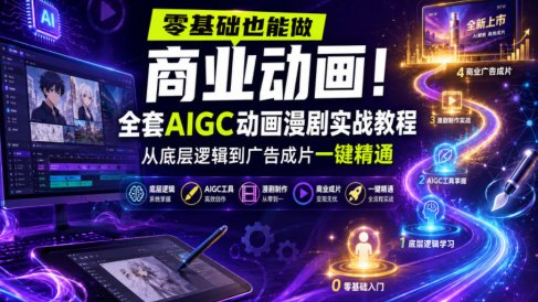 零基础也能做商业动画!全套AIGC动画漫剧实战教程,从底层逻辑到广告成片一键精通