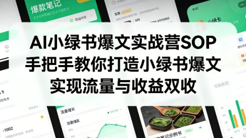 AI小绿书爆文实战营SOP，手把手教你打造小绿书爆文，实现流量与收益双收