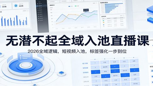 无潜不起全域入池直播课：2026全域逻辑，短视频入池，标签强化一步到位