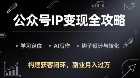 公众号IP变现全攻略-更新,学习定位、AI写作、钩子设计与转化,构建获客闭环,副业月入过万