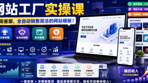 网站工厂实操课,无需客服,网站模板自动赚钱!【原创双语字幕】