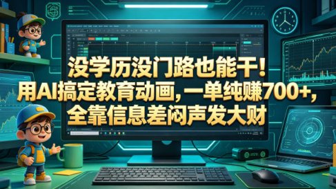 没学历没门路也能干!用AI搞定教育动画,一单纯賺700+,全靠信息差闷声发大财【揭秘】