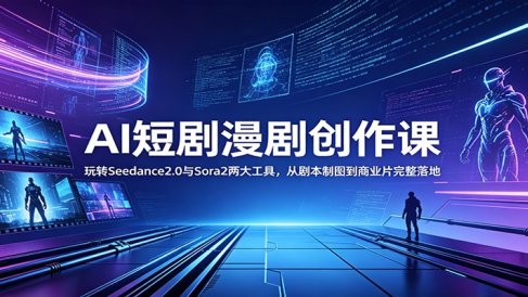 AI短剧漫剧创作课:玩转Seedance2.0与 Sora2两大工具,从剧本制图到商业片完整落地