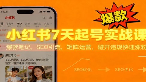 小红书7天起号实战课:爆款笔记,SEO引流,矩阵运营,避开违规快速涨粉