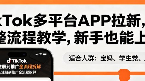TikTok多平台APP拉新,完整流程教学,新手也能上手,轻松出海搞美金