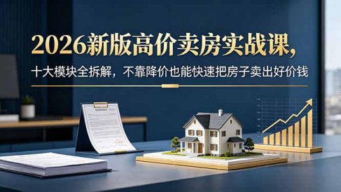 2026新版高价卖房实战课,十大模块全拆解,不靠降价也能快速把房子卖出好价钱