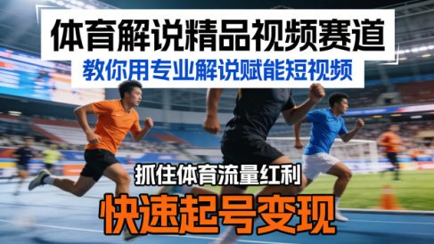 体育解说精品视频赛道,教你用专业解说赋能短视频,抓住体育流量红利,快速起号变现
