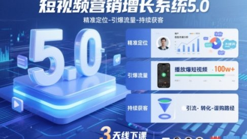 短视频营销增长系统5.0，精准定位-引爆流量-持续获客，3天线下课(音频+图片)