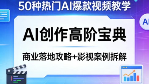 50种热门AI爆款视频教学,AI创作高阶宝典,商业落地攻略+影视案例拆解
