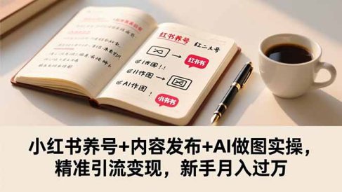 小红书养号+内容发布+AI做图实操,精准引流变现,新手月入过万