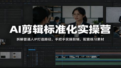 AI剪辑标准化实操营：拆解普通人IP打造路径，手把手实操剪辑，配套练习素材