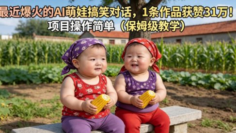 最近爆火的AI萌娃搞笑对话，1条作品获赞31W，项目操作简单(保姆级教学)