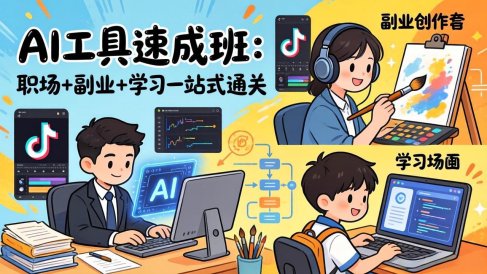 AI工具速成班:职场+副业+学习一站式通关,20+爆款类型+剪映技巧+抖音算法,0基础快速上手