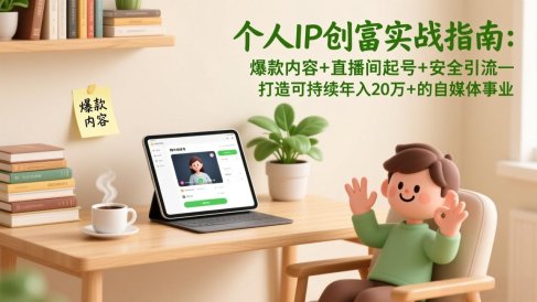 个人IP创富实战指南:爆款内容+直播间起号+安全引流,打造可持续年入20万+的自媒体事业