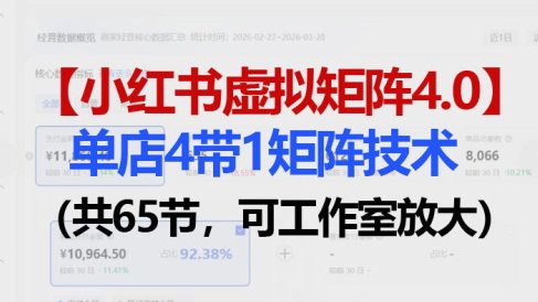 小红书虚拟矩阵4.0技术:单店4带1矩阵(共65节,可工作室放大)