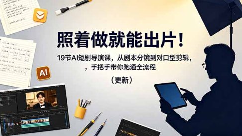 照着做就能出片!19节AI短剧导演课,从剧本分镜到对口型剪辑,手把手带你跑通全流程(更新