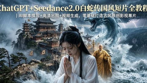 ChatGPT+Seedance2.0白蛇传国风短片全教程｜AI脚本撰写+高清出图+视频生成，零基础打造古风原创影视短片