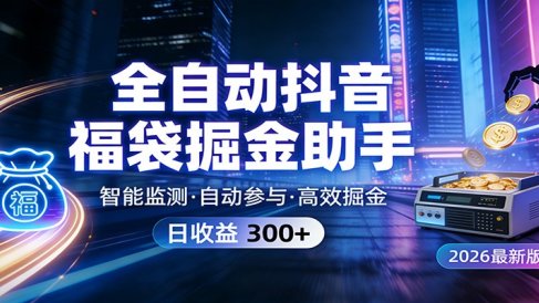 全自动抖音福袋掘金助手 24小时无人值守·一台设备日收益300+