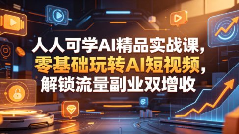 人人可学AI精品实战课,零基础玩转AI短视频,解锁流量副业双增收