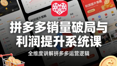 拼多多销量破局与利润提升系统课,全维度讲解拼多多运营逻辑