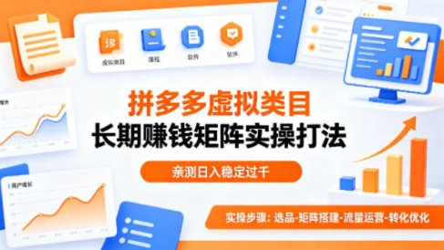 做拼多多虚拟类目想长期賺钱？这套矩阵实操打法，亲测日入稳定过千【揭秘】