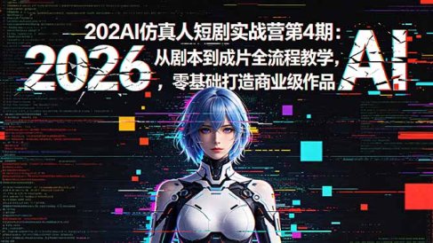 2026AI仿真人短剧实战营第4期：从剧本到成片全流程教学，零基础打造商业级作品