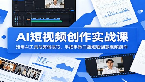 AI短视频创作实战课:活用AI工具与剪辑技巧,手把手教口播短剧创意视频创作