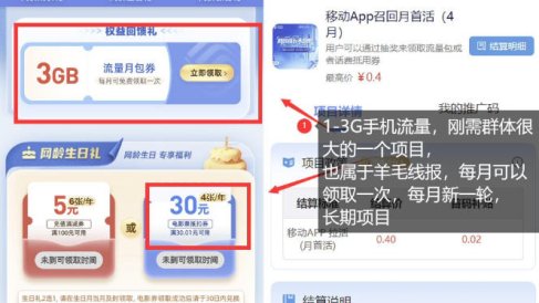 手机流量领取推广_每月一轮，刚需类的长期项目